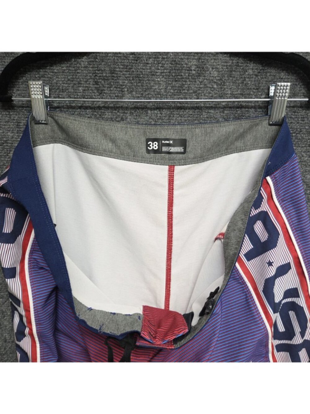 Hurley Phantom Mens 38 Team USA Olympic Board Shorts Striped Unlined Trunks - Picture 9 of 11